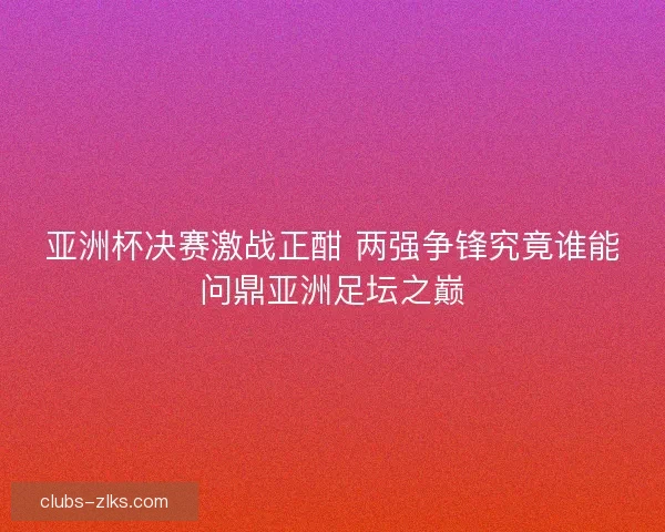 亚洲杯决赛激战正酣 两强争锋究竟谁能问鼎亚洲足坛之巅